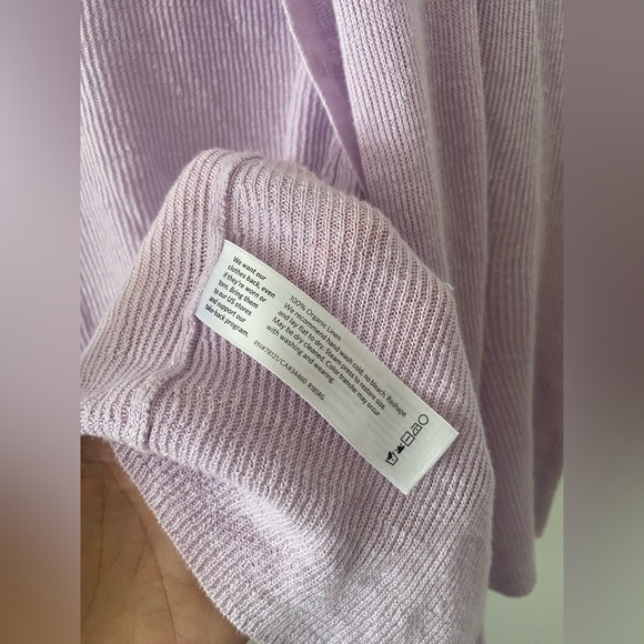 Eileen Fisher Organic Linen size Large Open Front Lilac Cardigan Sweater cotton - Picture 7 of 11